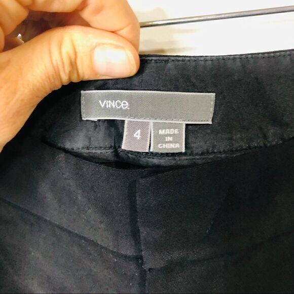 Vince Black Wide Leg Tuxedo Pants Silky Lined Side Seam Hem - Picture 3 of 14